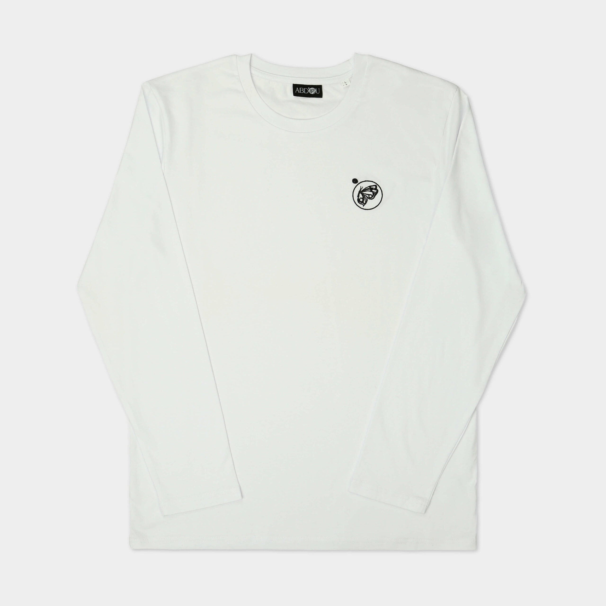 White Long Sleeve Embroidered Logo T-shirt