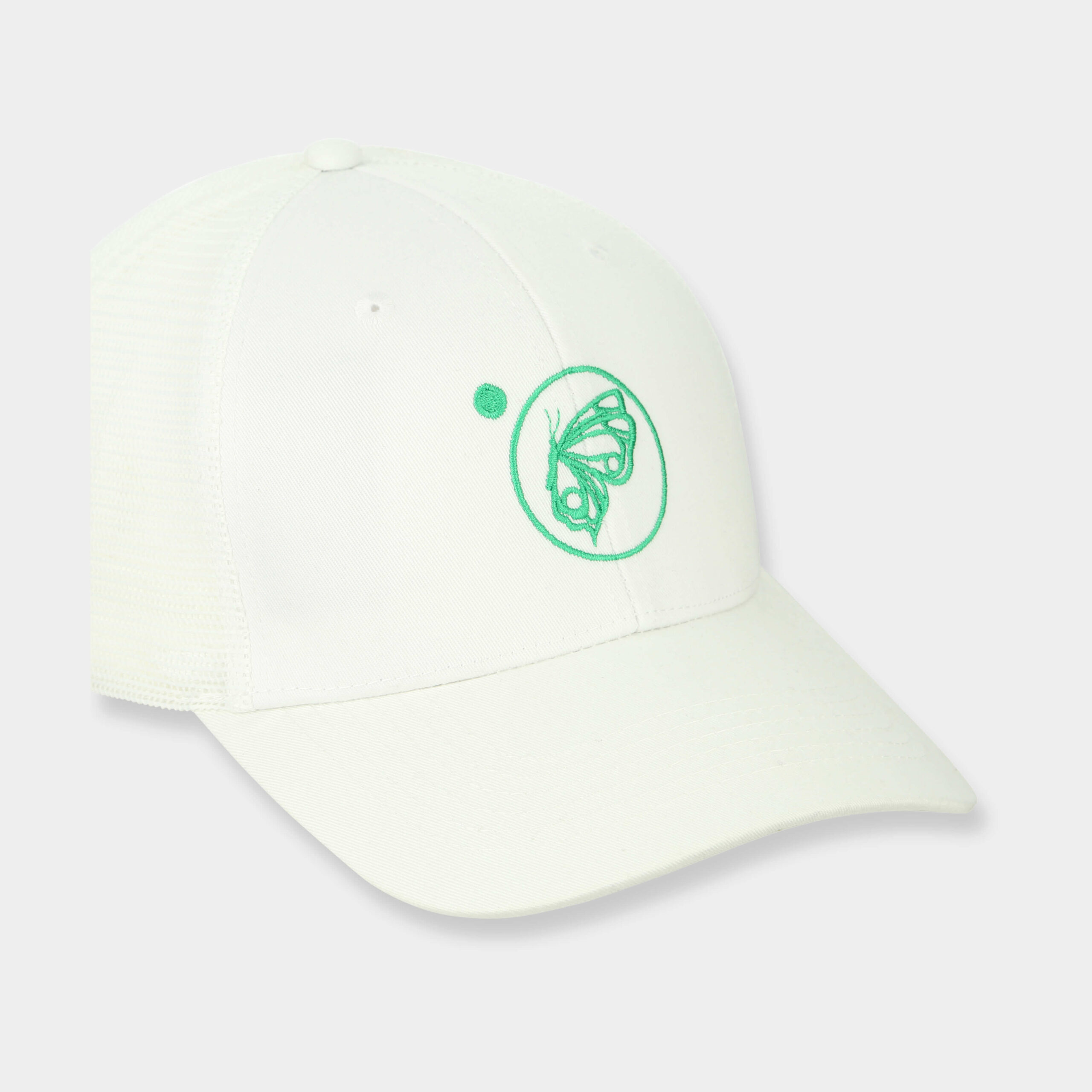 White Cap - Green Logo Embroidery