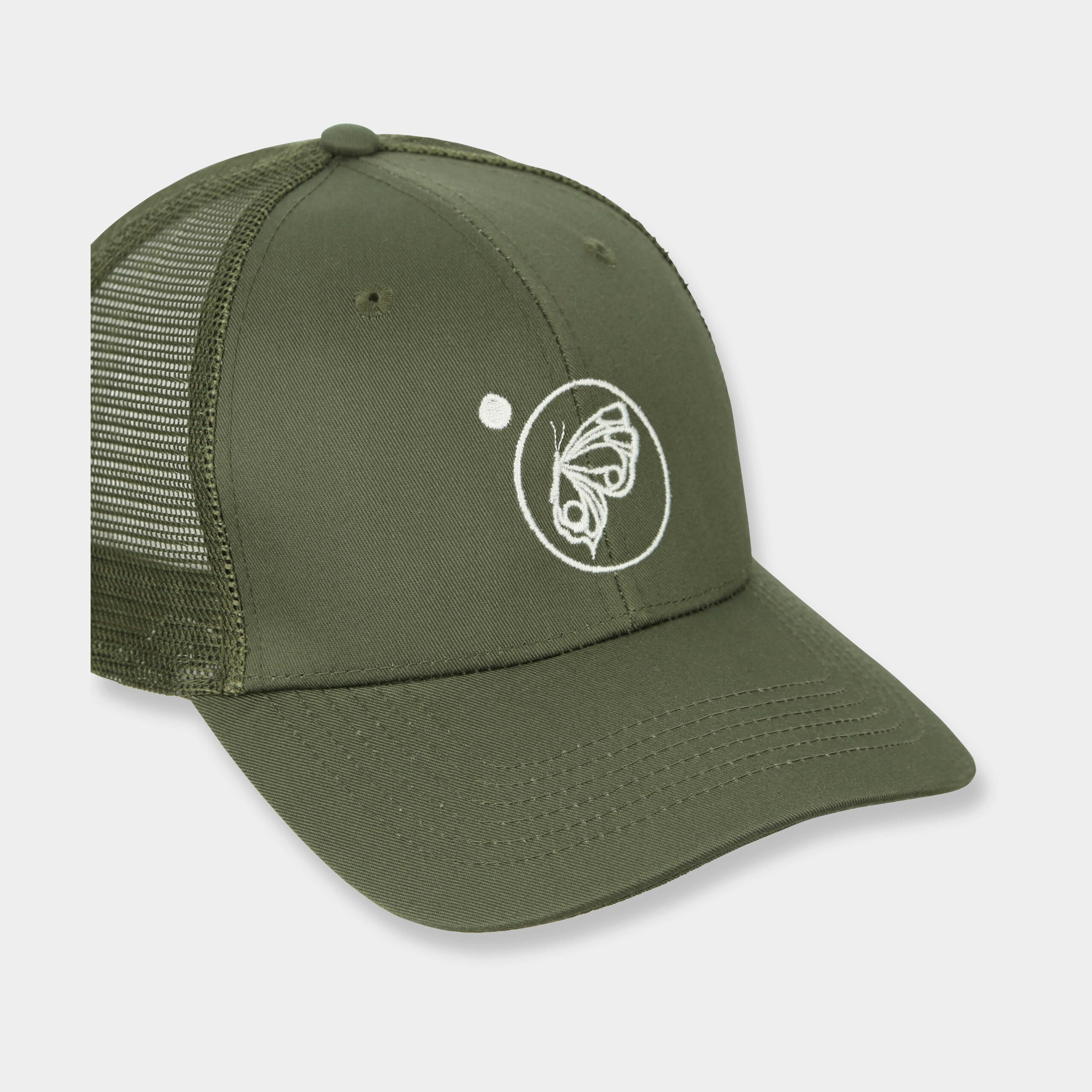 Khaki Green Cap - White Logo Embroidery