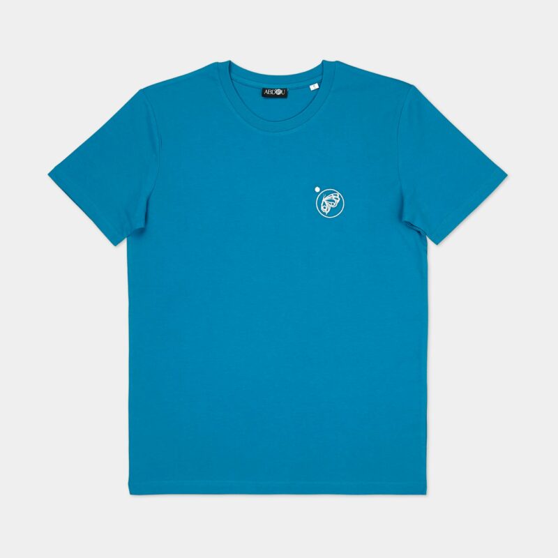 Camiseta con logotipo bordado - Azul Cerúleo